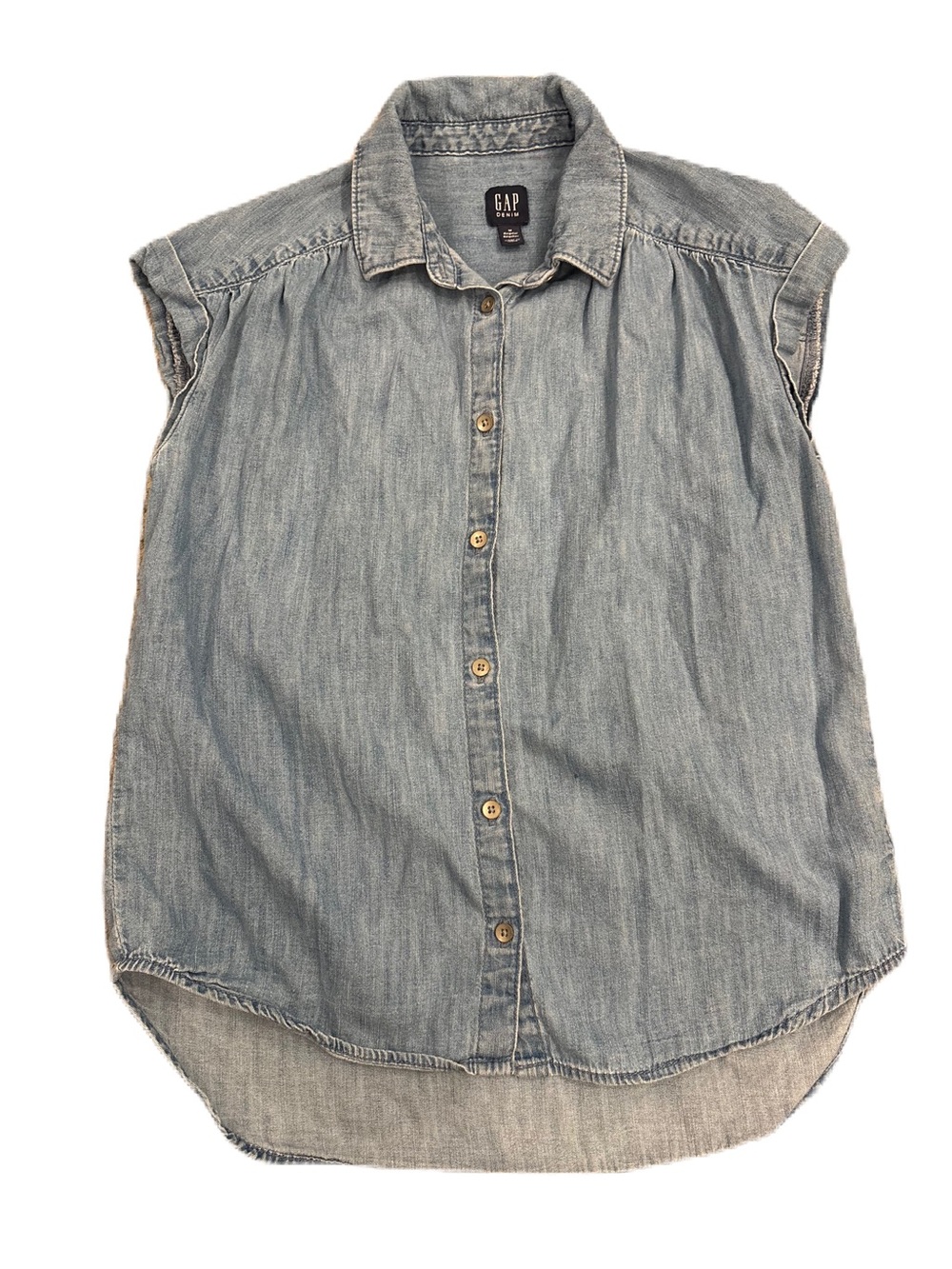 GAP Light Wash Denim Button-Up Shirt - Size M (8-9)